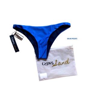 Gypsy 05 Sand Reversible Bikini Swimsuit Bottom Women color Black & Blue Size S